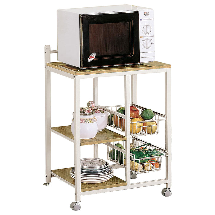 Kelvin 2-shelf Kitchen Cart Natural Brown and White image