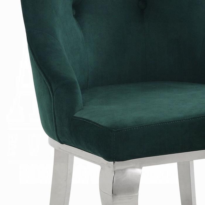 Dekel Green Fabric & Stainless Steel Side Chair