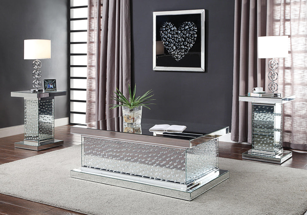 Nysa Mirrored & Faux Crystals Coffee Table