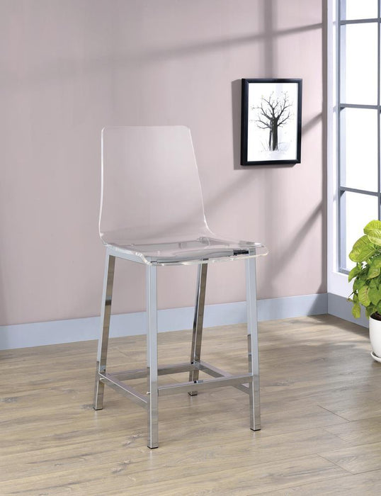 Juelia Counter Height Stools Chrome and Clear Acrylic (Set of 2)