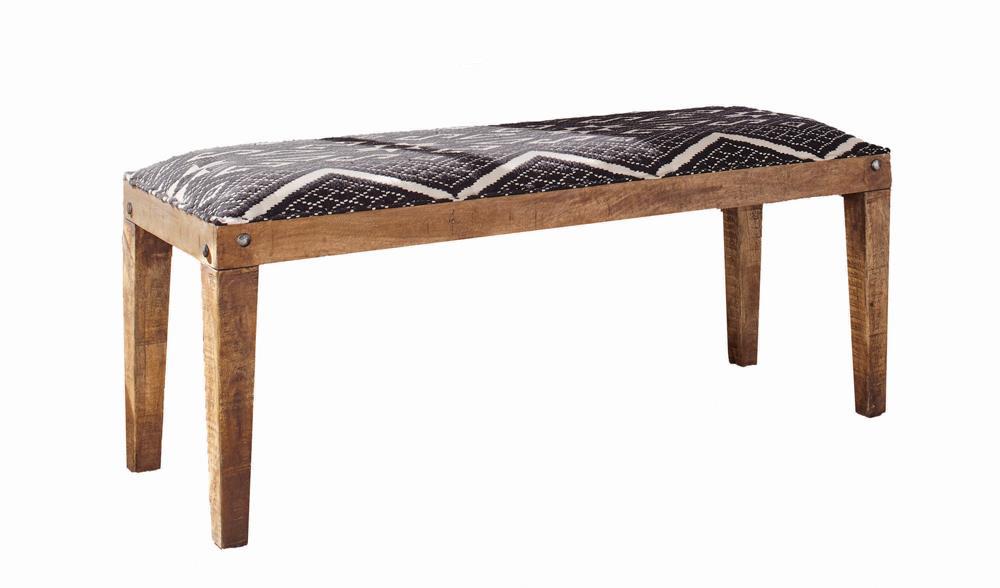 Lamont Rectangular Upholstered Bench Natural and Navy