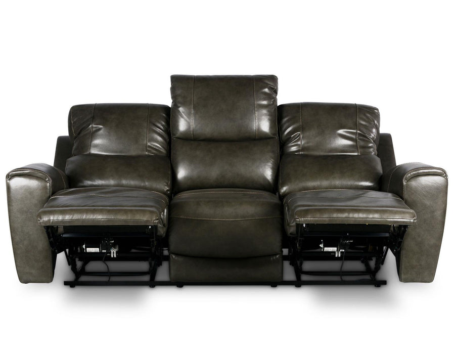 Steve Silver Laurel Leather Dual Power Reclining Sofa in Grey