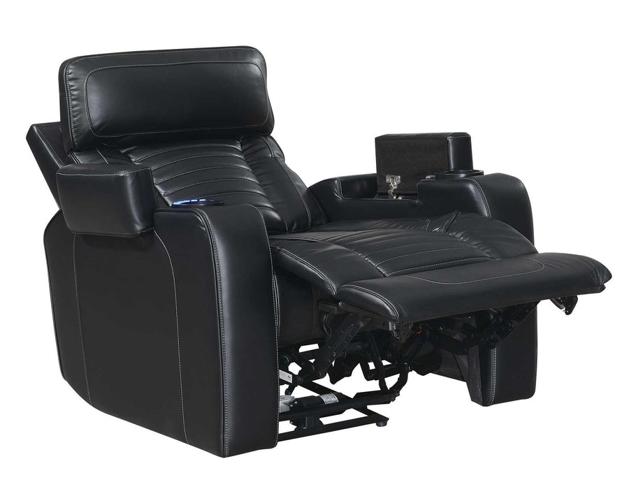 Steve Silver Lavon Dual Power Leatherette Recliner in Midnight