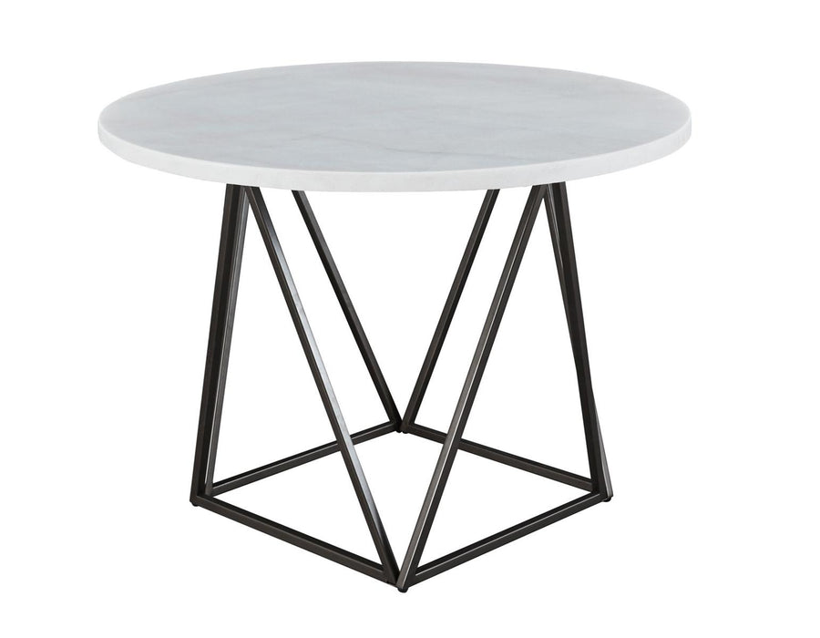 Steve Silver Ramona White Marble Top Round Dining Table in Deep Bronze image